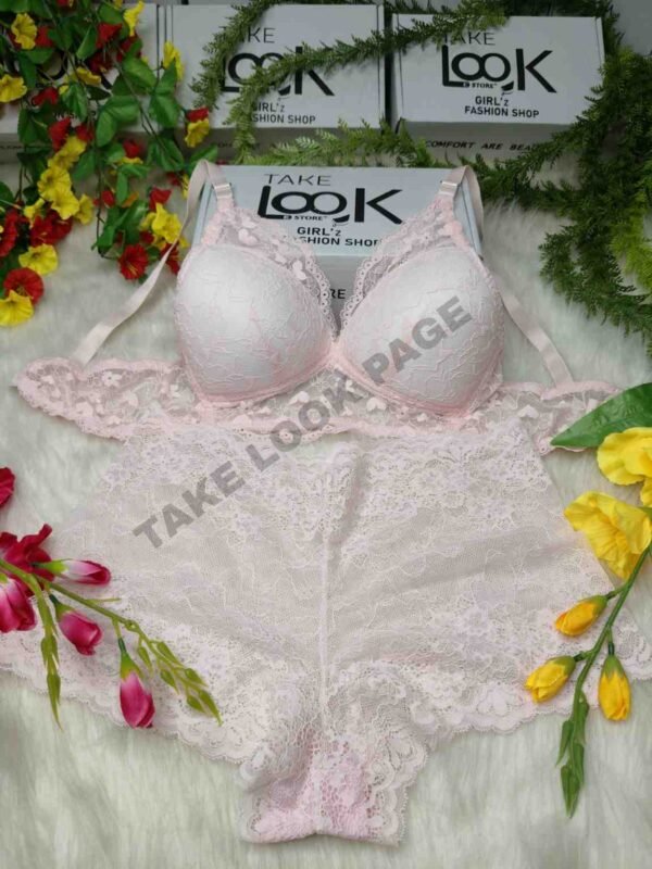 5 Pis Push-Up Lace Padded Bra + 5 Pis Matching Panty 10 Pis Combo Set  wee - Image 7