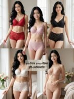 5 Pis Push-Up Lace Padded Bra + 5 Pis Matching Panty 10 Pis Combo Set  wee