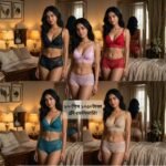 10 Pis Combo, 5 Pis Push-Up Lace Padded Bra + 5 Pis Matching Panty Combo Set  see green 5 COLOUR